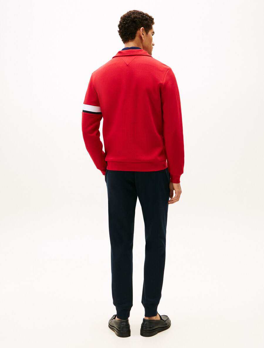 sweatshirt aus baumwollpiqué mit halbem reißverschluss und streifeneinsatz