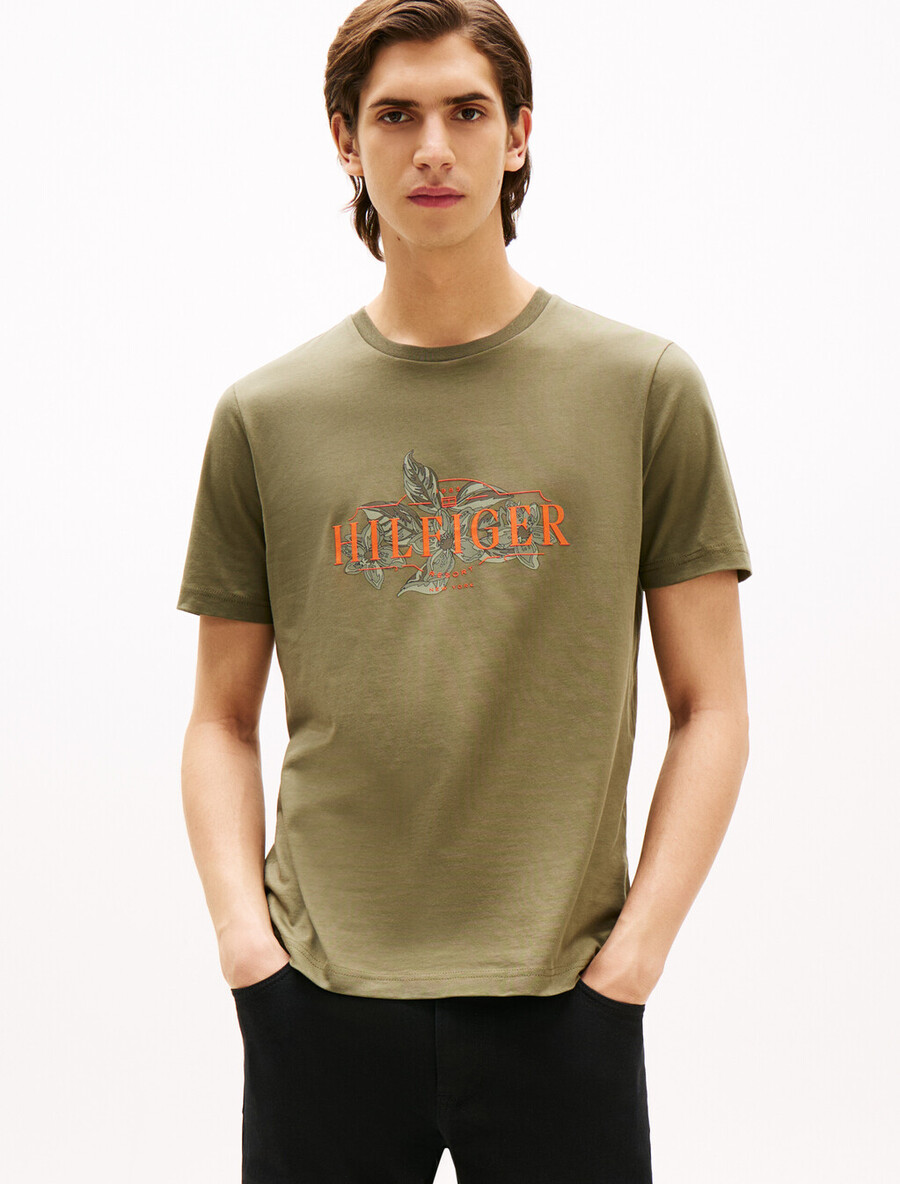t-shirt mit tropischem blumenmuster