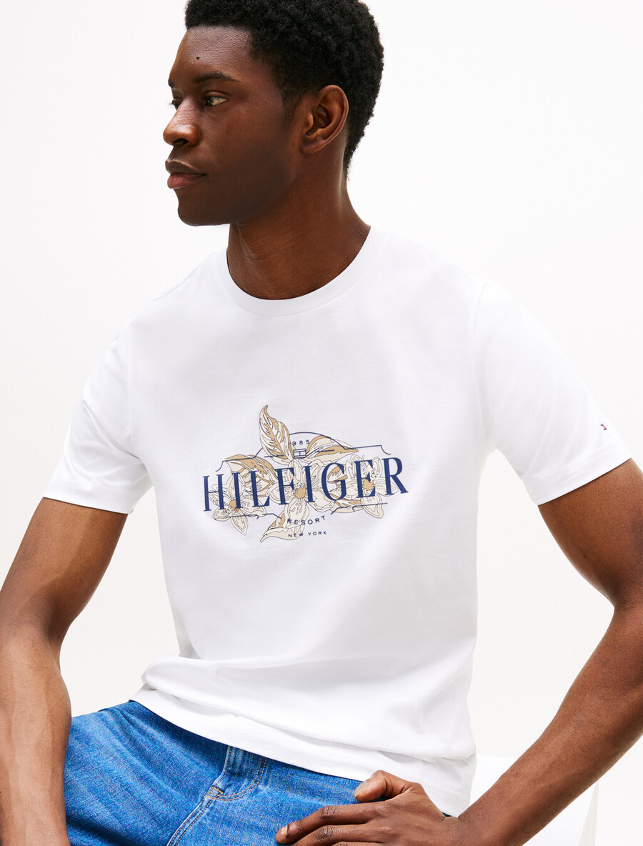 t-shirt mit tropischem blumenmuster