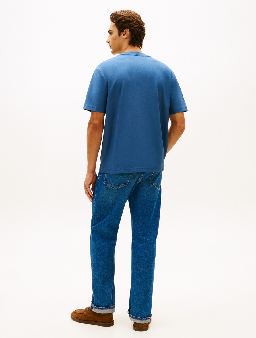 t-shirt mit logostickerei und lockerem rundhalsausschnitt