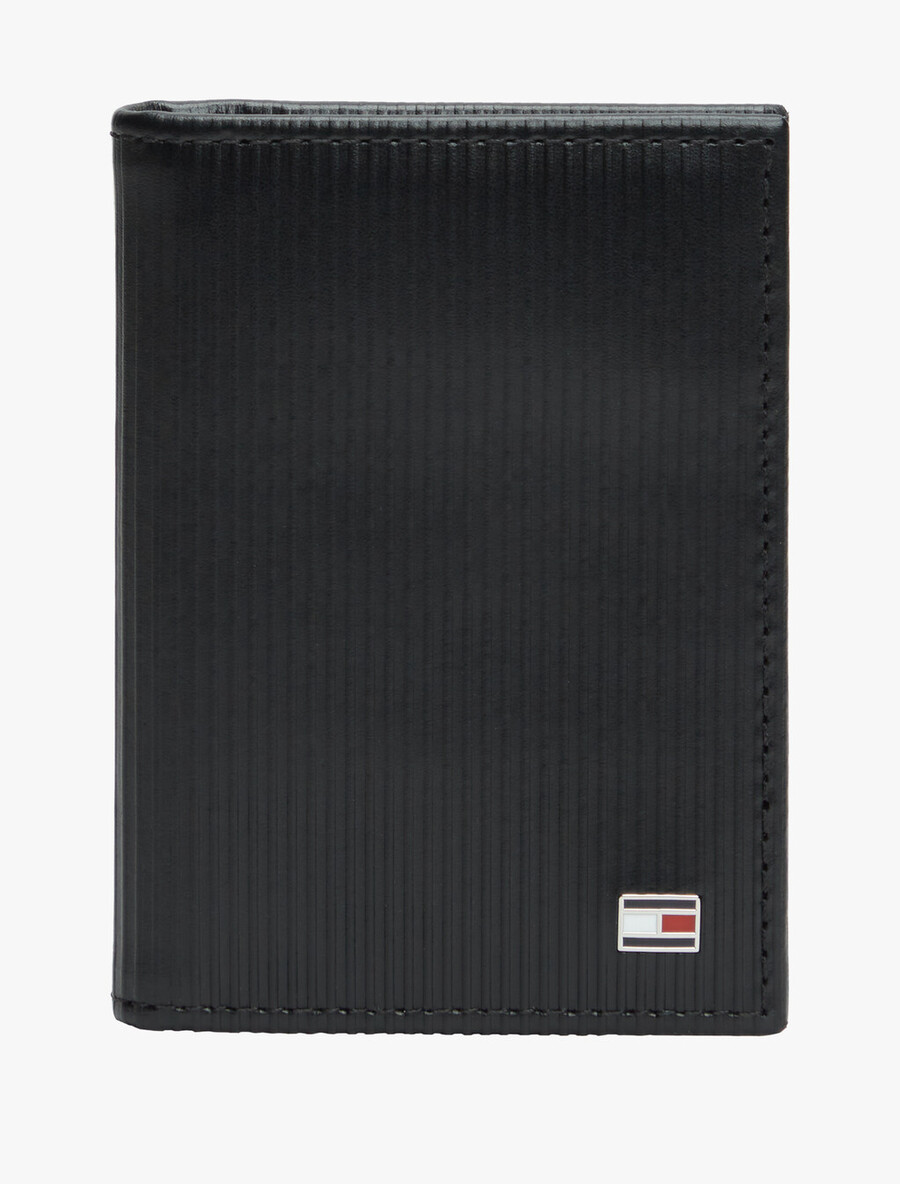 hilfiger flag kartenetui aus geripptem leder