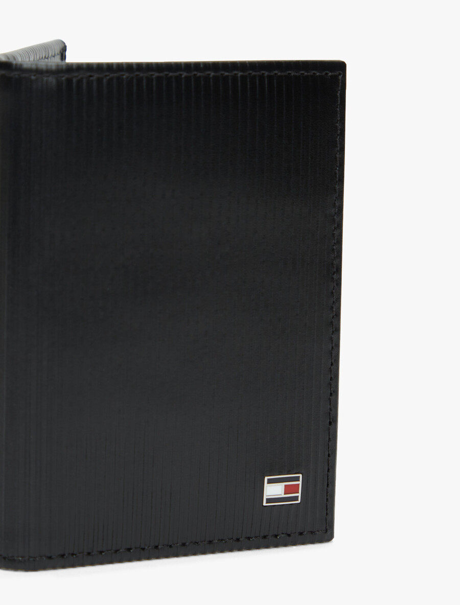 hilfiger flag kartenetui aus geripptem leder