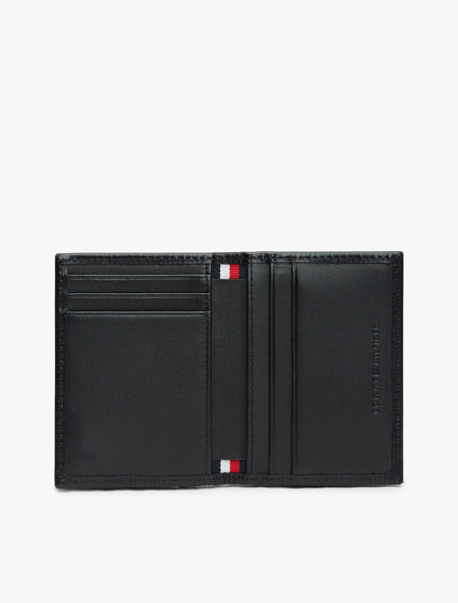 hilfiger flag kartenetui aus geripptem leder