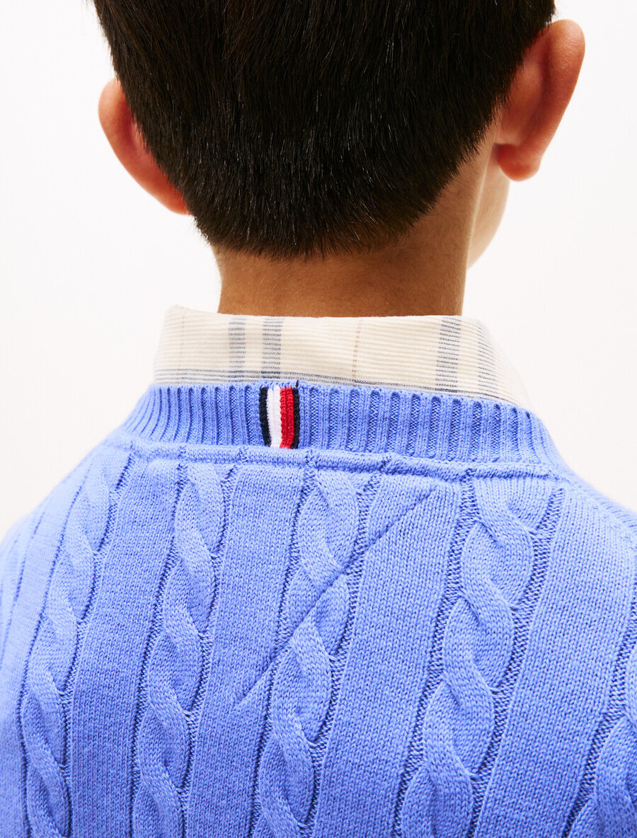 zopfstrickpullover mit rundhalsausschnitt