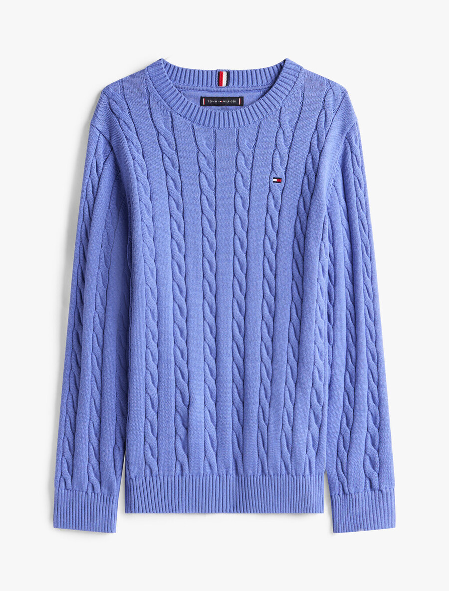 zopfstrickpullover mit rundhalsausschnitt